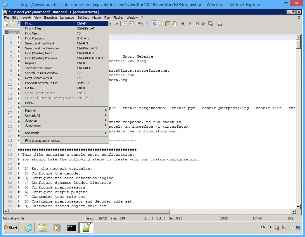 Practice Labs screenshot.